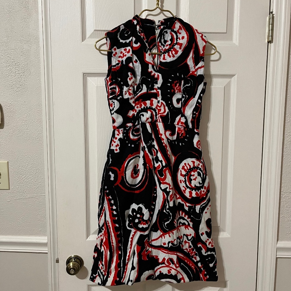 Vintage red and black swirl dress